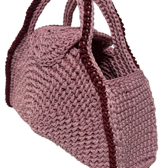 Handmade Pink Half Moon Clutch Handbag - Picture 3 of 5